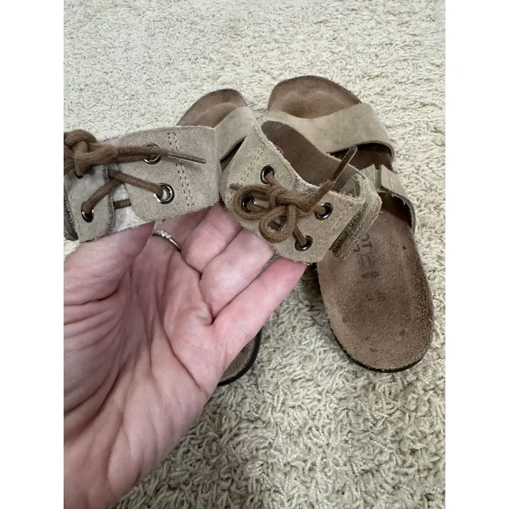 Naot Women's Tan Suede Larissa Comfort Sandals Size Euro 40 US 9 Ankle Tie Boho - Picture 6 of 12